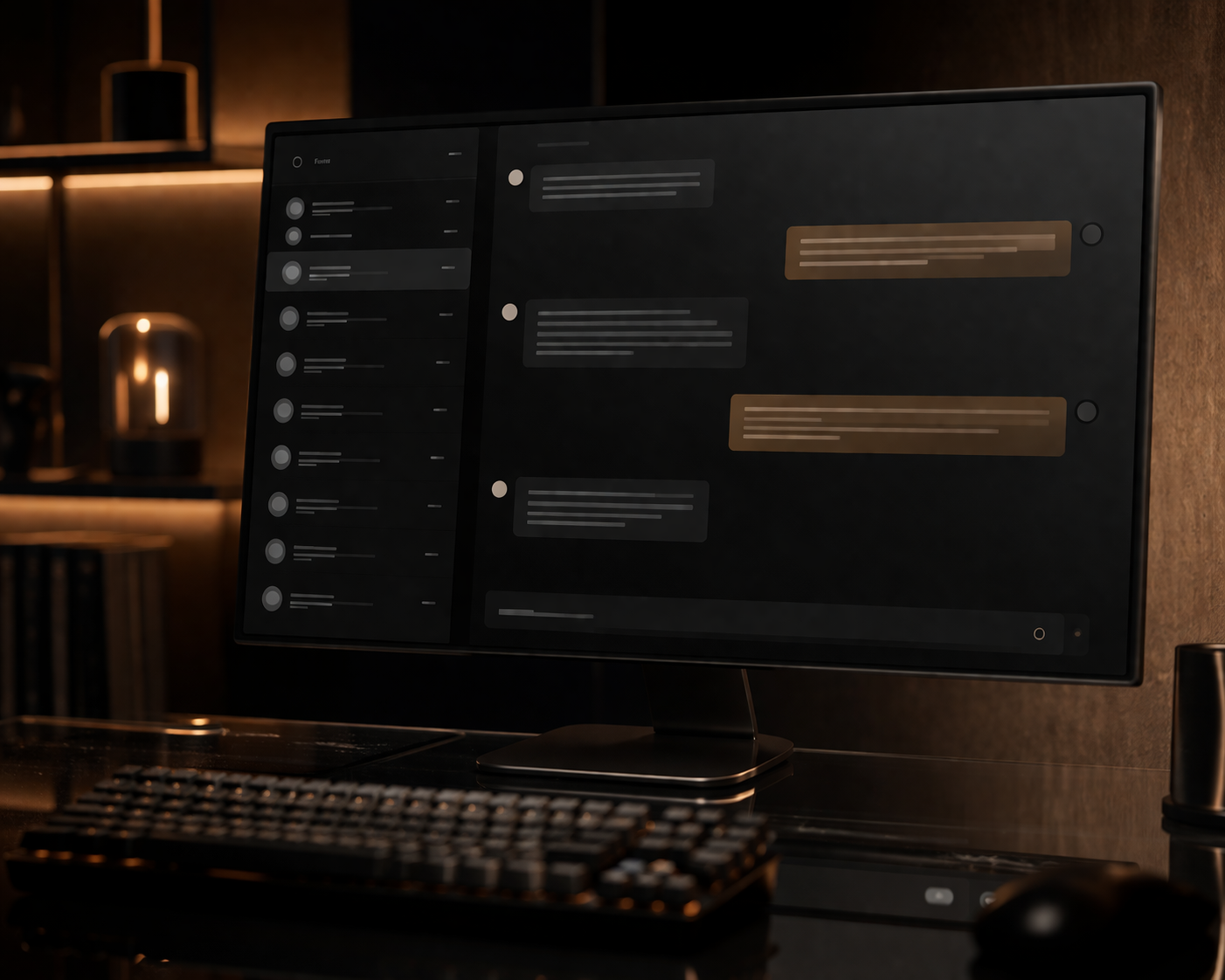 Open WebUI minimal modern chat interface on a dark monitor